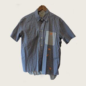 WALTER VAN BEIRENDONCK - Embroidered check message shirt - Sz L